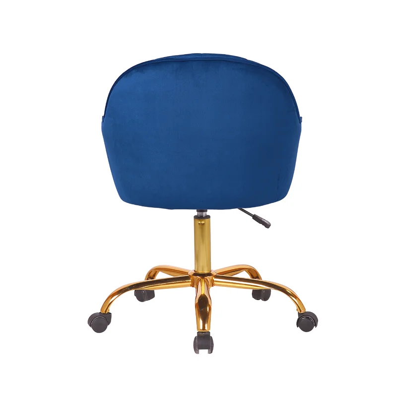 CreativeDecore Blue Auroratask Swivel Office Chair with Gold Base | Study & Work Armchair for Home and Office