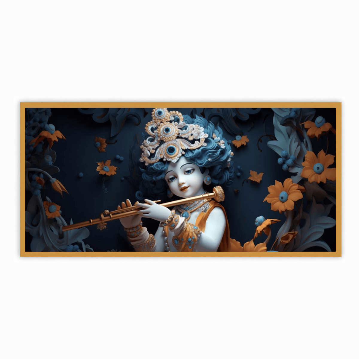 "Flute Play Krishna Ji Figurine - Perfect Hindu Religious Decor for Home & Office"