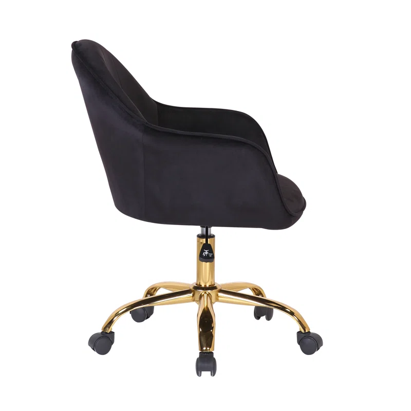 CreativeDecore Black Auroratask Swivel Office Chair with Gold Base | Study & Work Armchair for Home and Office