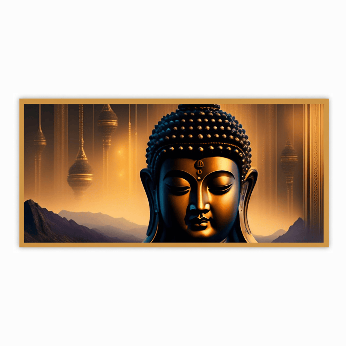 "Beautiful Buddha Statue with Mountain Scenery - Tranquil Decor for Home or Garden"