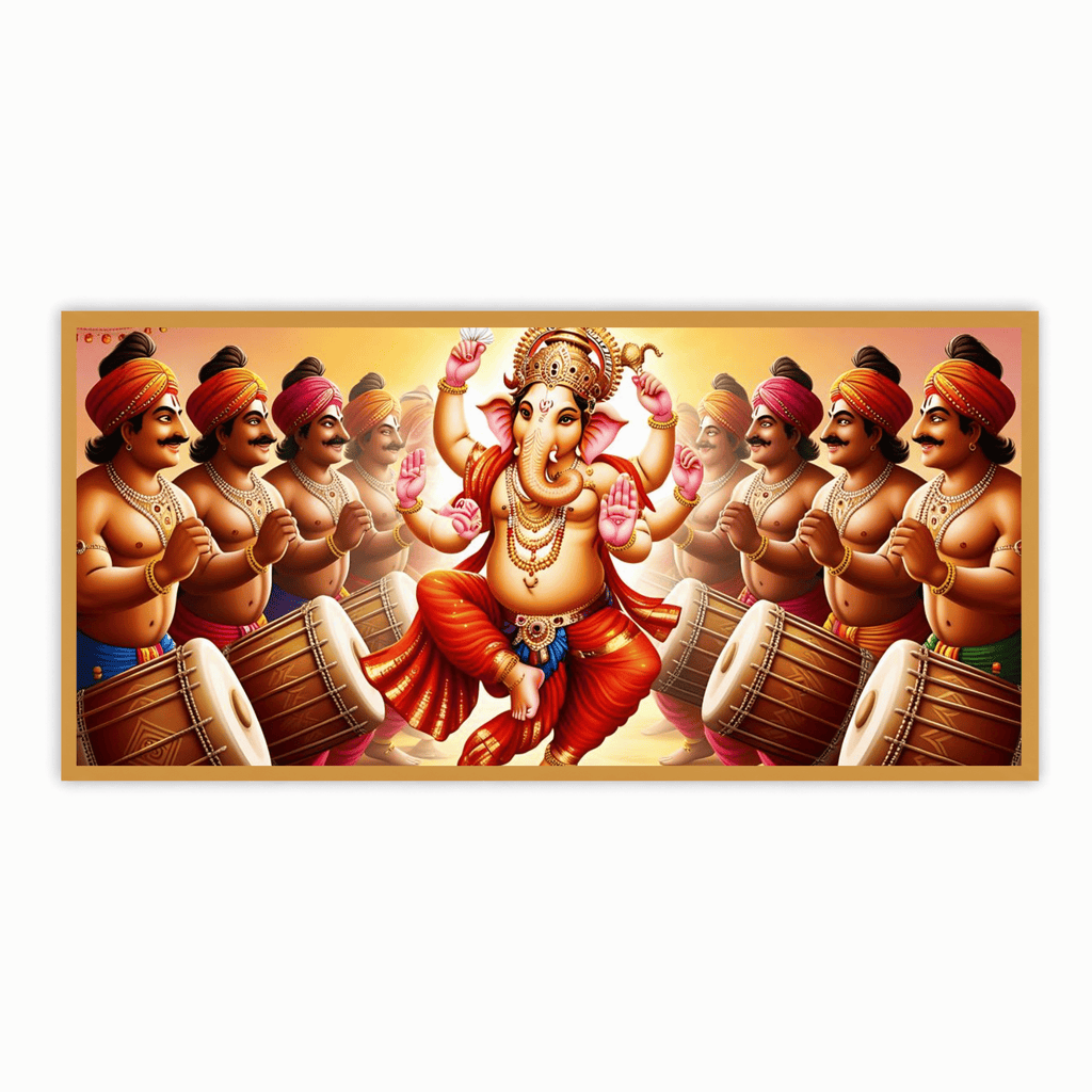 "People Beating Dhol and Dancing for Ganesh Ji - Festive Celebration"