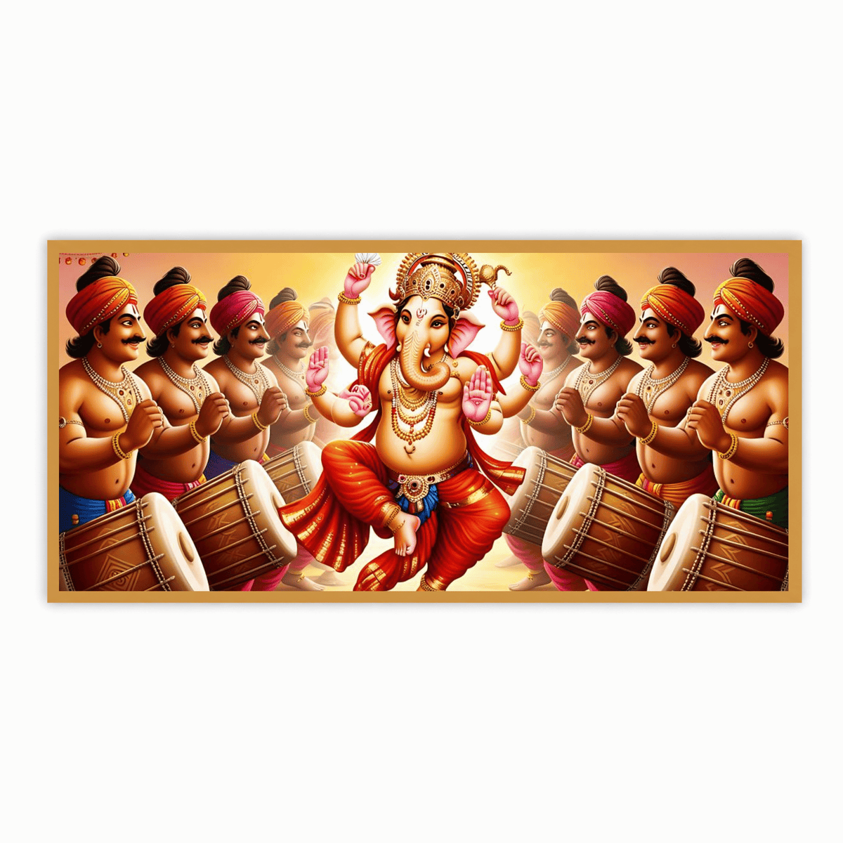"People Beating Dhol and Dancing for Ganesh Ji - Festive Celebration"