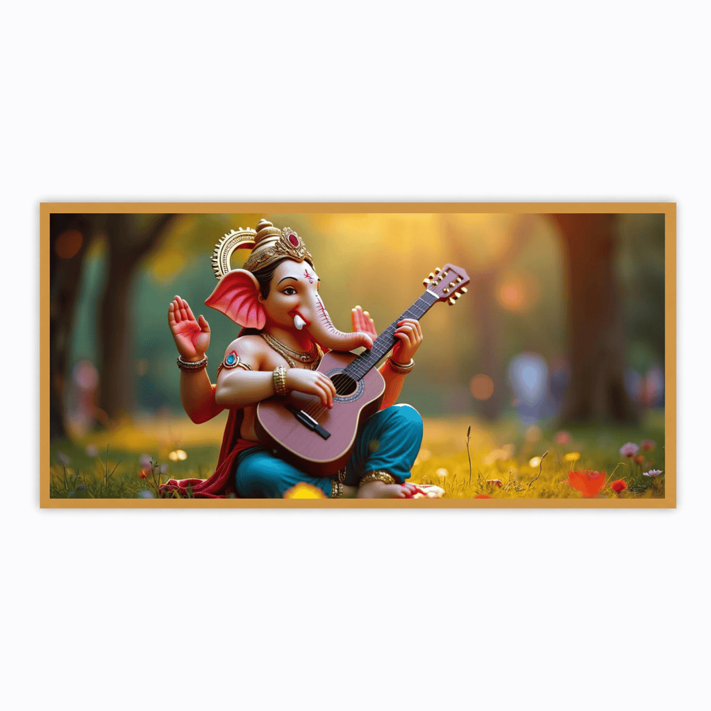 Four Arms Ganesh Ji Playing Guitar Statue - Unique Artistic Decor
