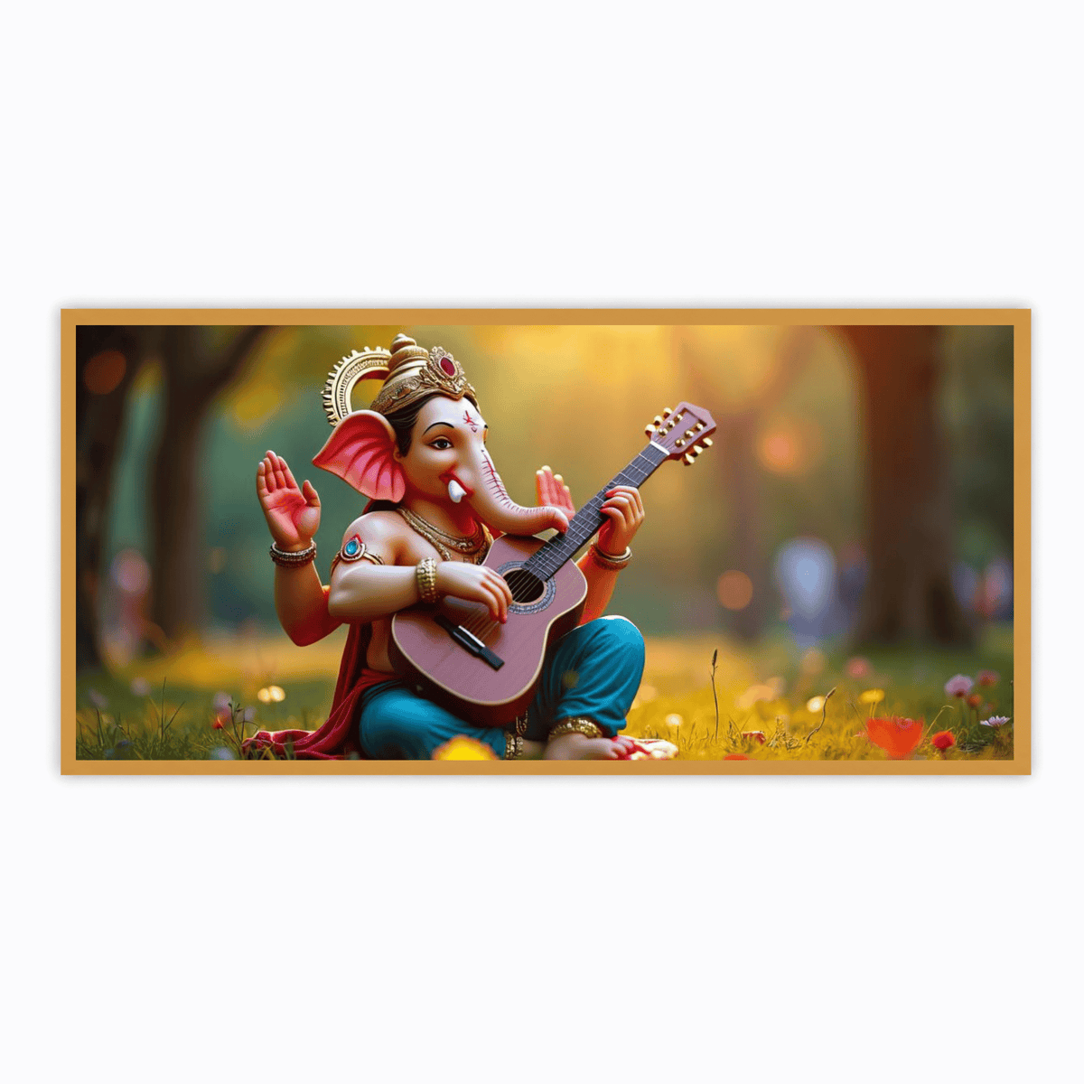 Four Arms Ganesh Ji Playing Guitar Statue - Unique Artistic Decor
