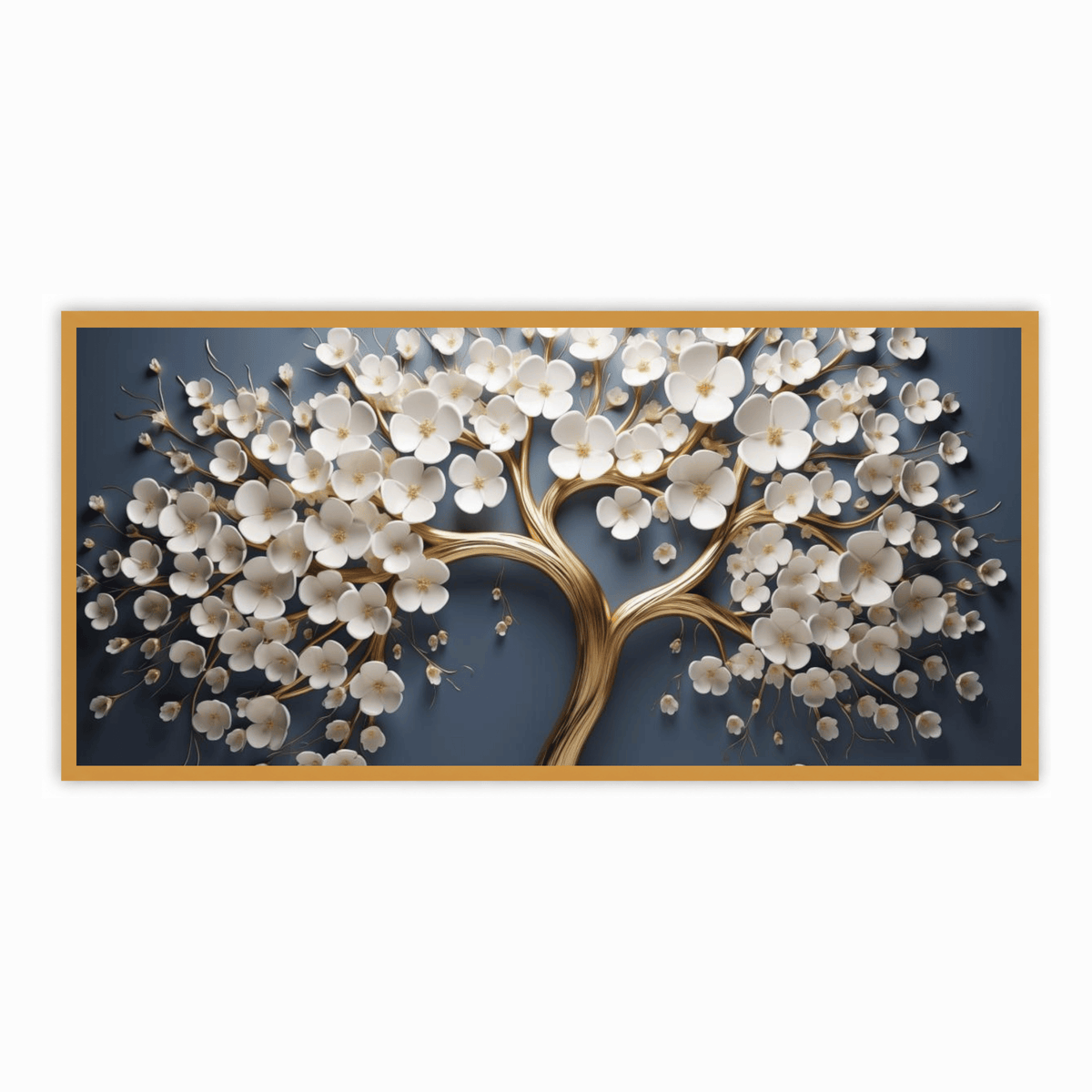Vintage Gold Tree with white Flower: Wall Paintings by Creative Decor