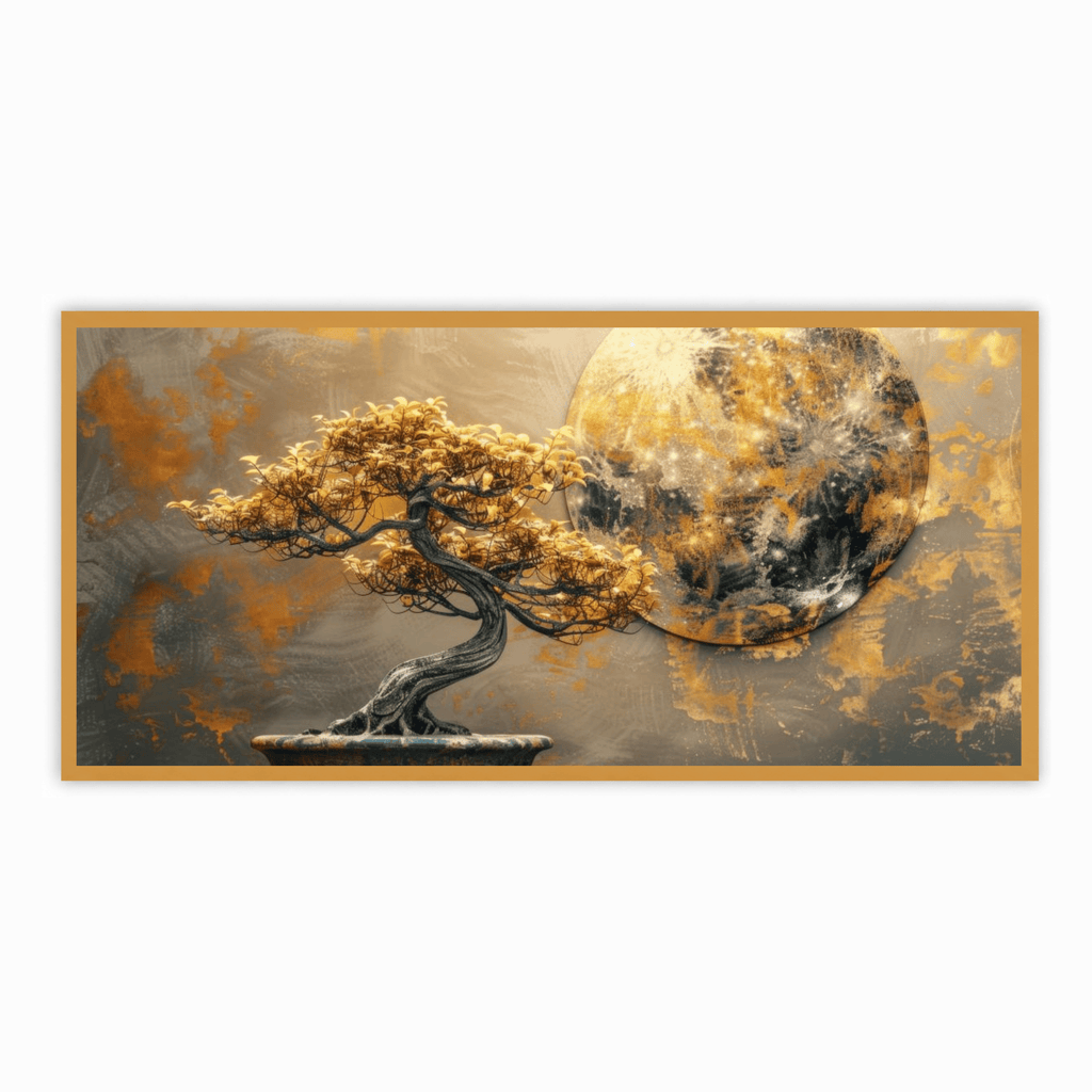 Golden tree with Abstract design: Wall Paintings by Creative Decor