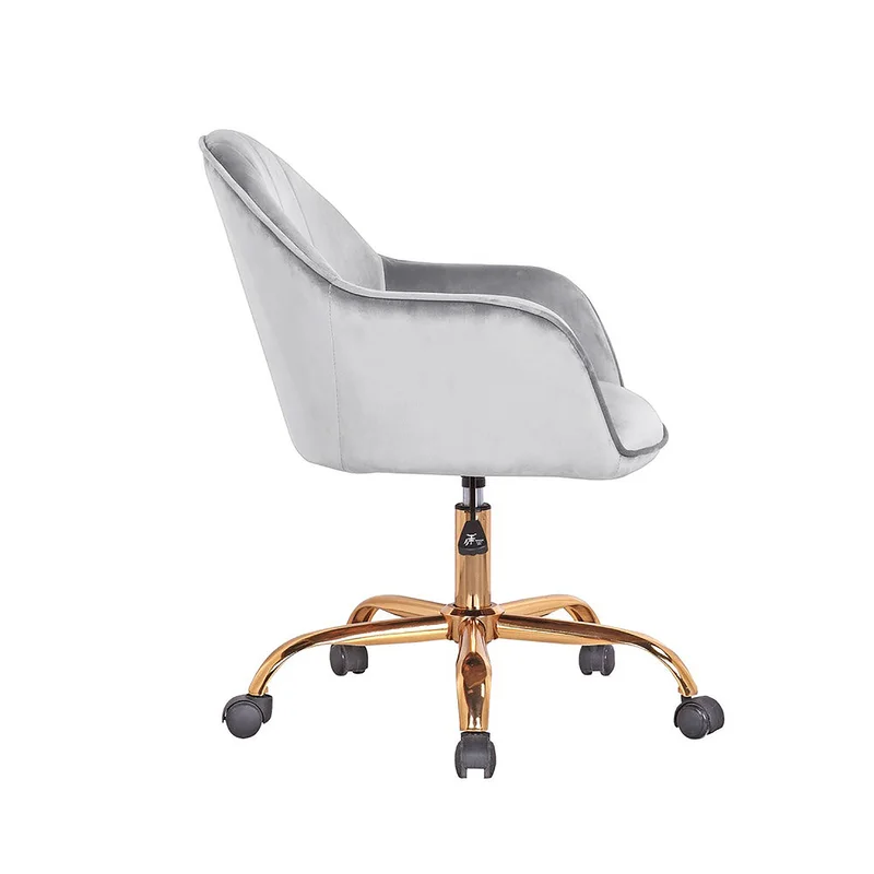 Comfy CreativeDecore Silver Auroratask Chair | Study, Office Swivel Chair with Gold Base & Armrests