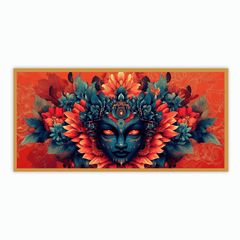 Mystical Goddess with Red Eyes and Flower-Shaped Head Sculpture