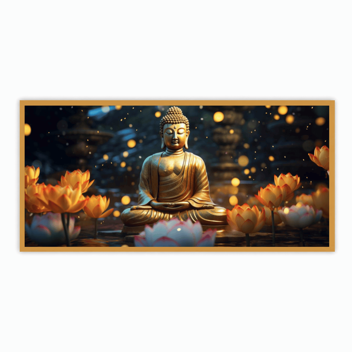 "Buddha Statue with Flowers - Decorative Spiritual Figurine"
