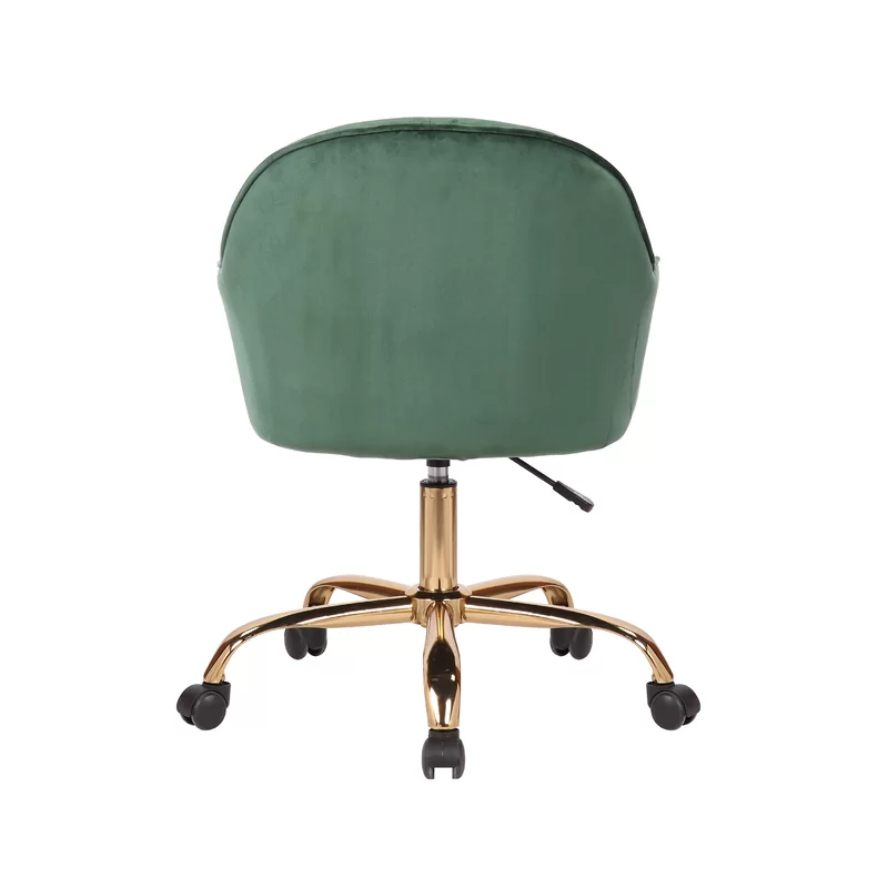 Comfy CreativeDecore Green Auroratask Chair | Study, Office Swivel Chair with Gold Base & Armrests