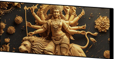 Divine Many-Hand Mata Rani Statue Sitting on Lion – Goddess Durga Idol for Worship.