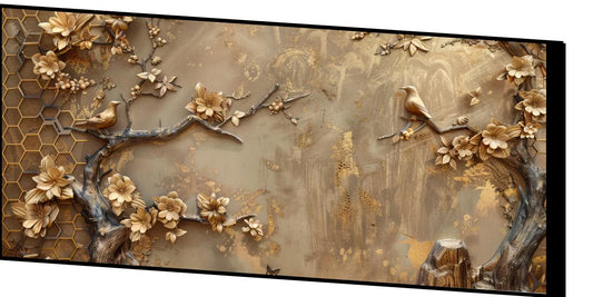 Tree With Golden Structure: Wall Paintings by Creative Decor