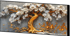 Golden Tree With White Flower: Wall Paintings by Creative Decor