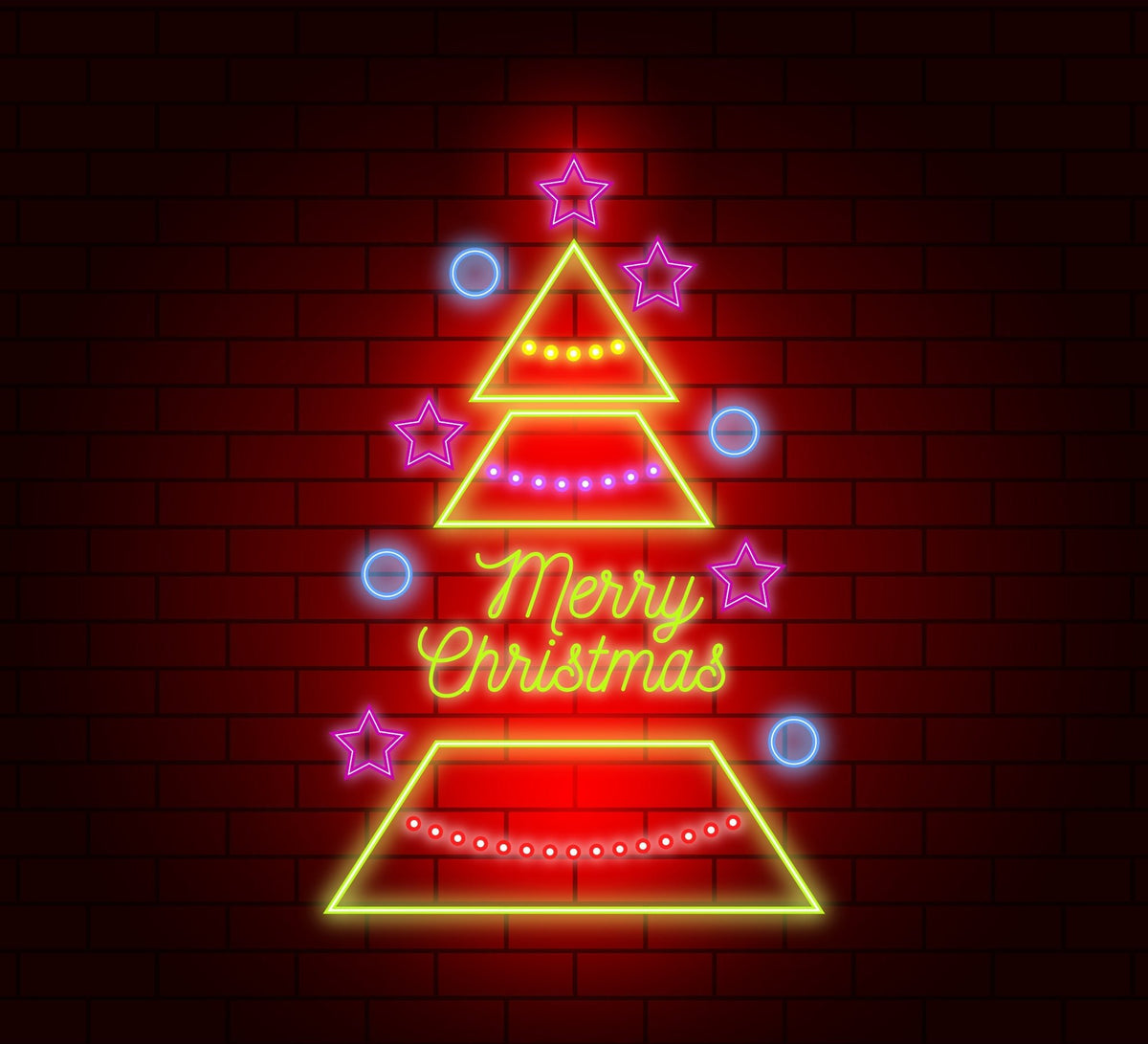 Neon Light Merry Christmas in Decorative Christmas Tree - Multi-Color"