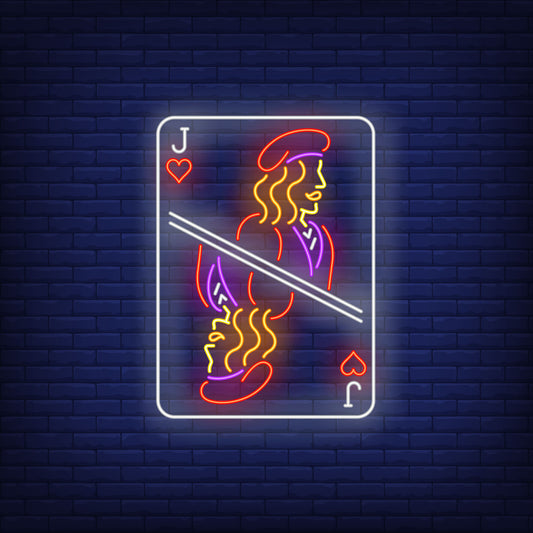 "Neon Lights Jack Play Card Wall Decor – Vibrant LED Art for Game Rooms"