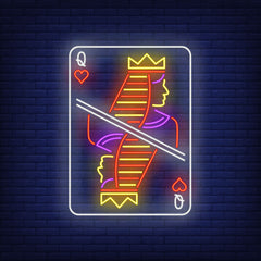 Neon Lights Queen Play Card - LED Wall Art for Gaming, Bar, or Room Decor