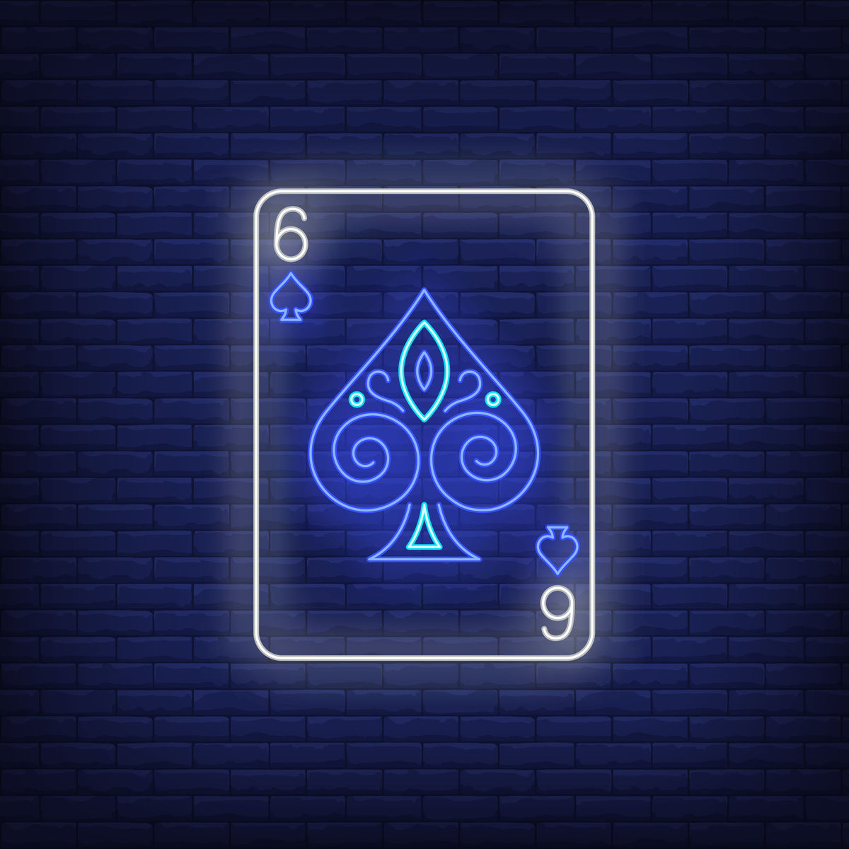 Neon Lights Playing Card with Spades - Vibrant and Stylish Wall Decor.