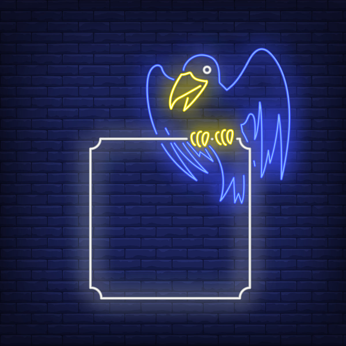 Neon Light Blue Bird Sitting on Wall - Decorative LED Art