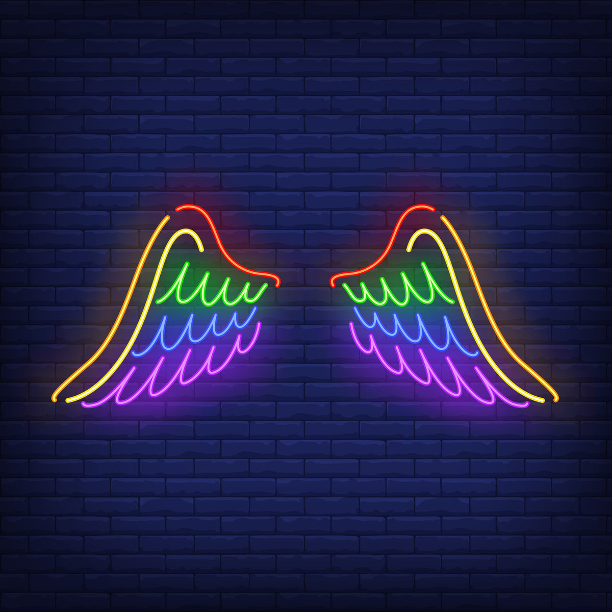 "Colorful Neon Light Wings - Vibrant LED LED Wall Art for Bedroom, Party, and Home Decor"