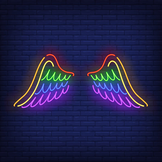 "Colorful Neon Light Wings - Vibrant LED LED Wall Art for Bedroom, Party, and Home Decor"