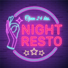 Vibrant Neon Lights for Night Resto with Hand & Star Design