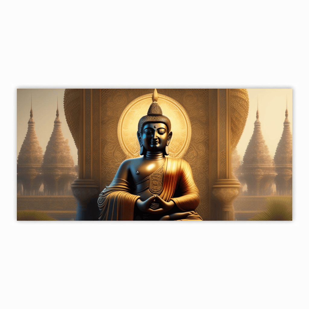 Buddha Ji in Temple with Chakra Behind His Head