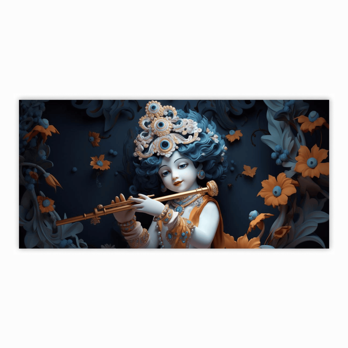 "Flute Play Krishna Ji Figurine - Perfect Hindu Religious Decor for Home & Office"