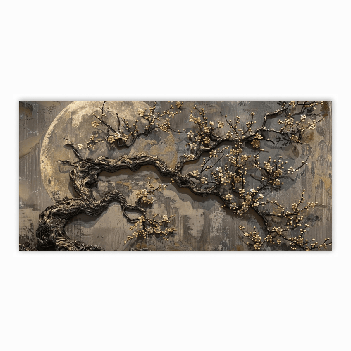 Abstract artistic background flowers branches gold canvas painting, brush oil painting, modern art ink alcohol can be used, wall decoration, wallpaper murals, ai generated illustration: Wall Paintings by Creative Decor