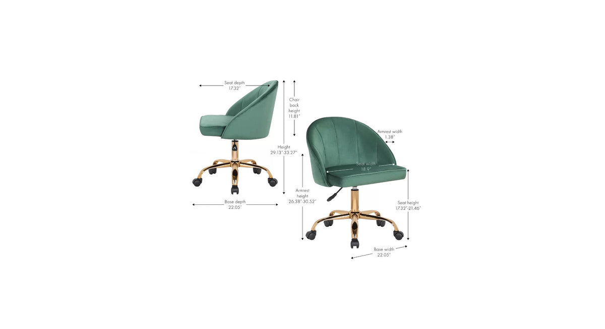 CreativeDecore Velvet Hindmen  task chair /study chair /office chair   for  study  Room, office  , swivel Armchair  with Gold base