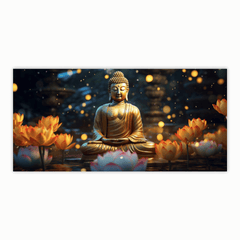 "Buddha Statue with Flowers - Decorative Spiritual Figurine"