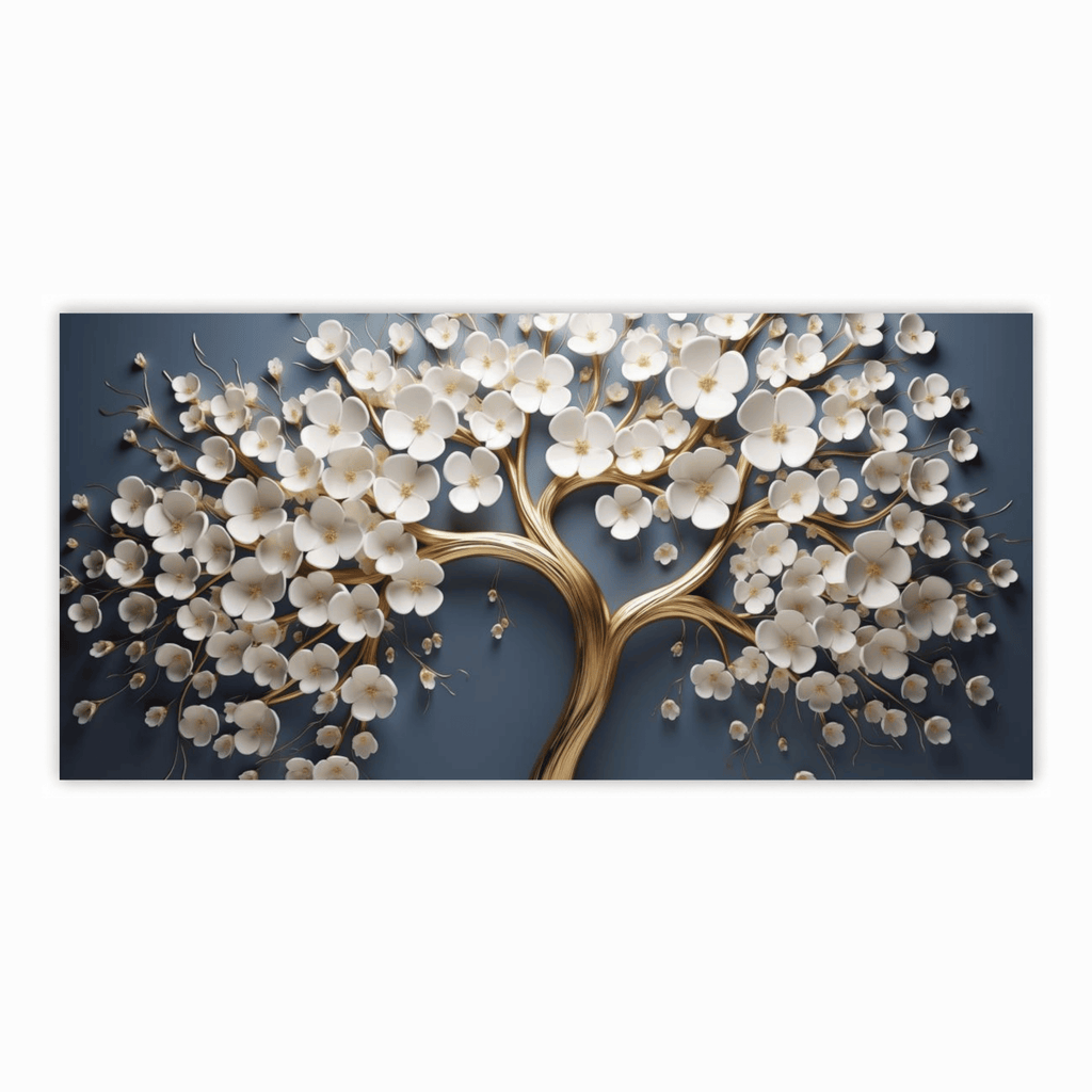 Vintage Gold Tree with white Flower: Wall Paintings by Creative Decor