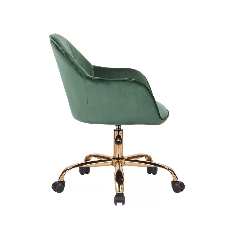 Comfy CreativeDecore Green Auroratask Chair | Study, Office Swivel Chair with Gold Base & Armrests