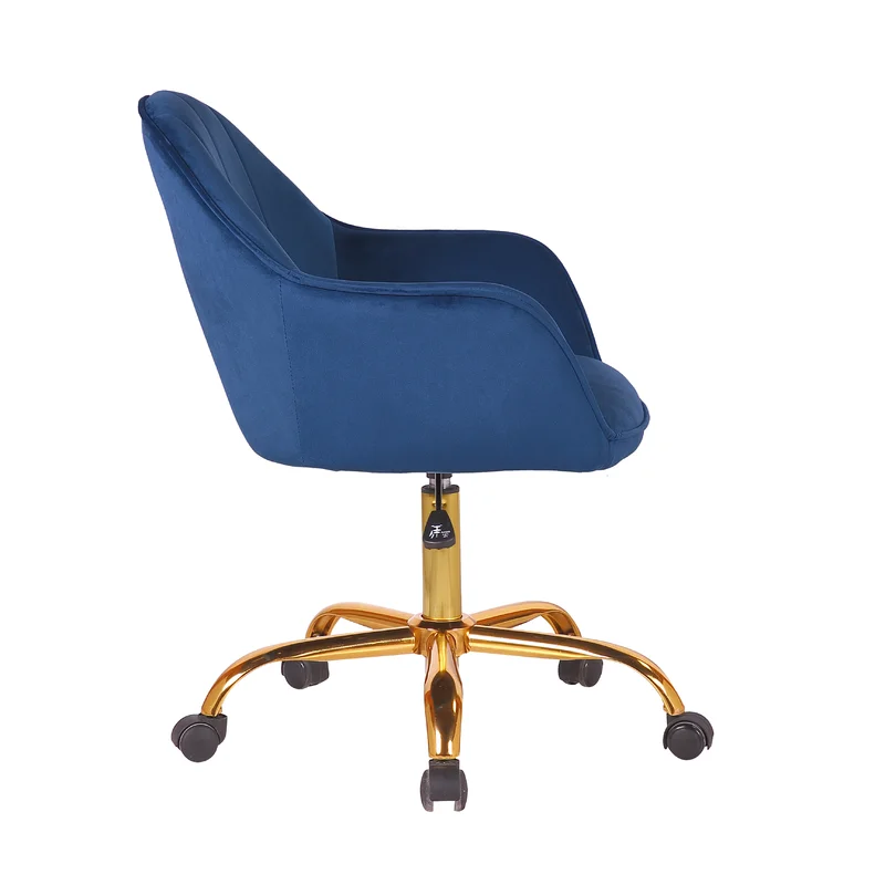 CreativeDecore Blue Auroratask Swivel Office Chair with Gold Base | Study & Work Armchair for Home and Office