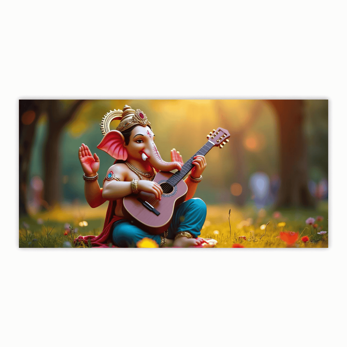 Four Arms Ganesh Ji Playing Guitar Statue - Unique Artistic Decor