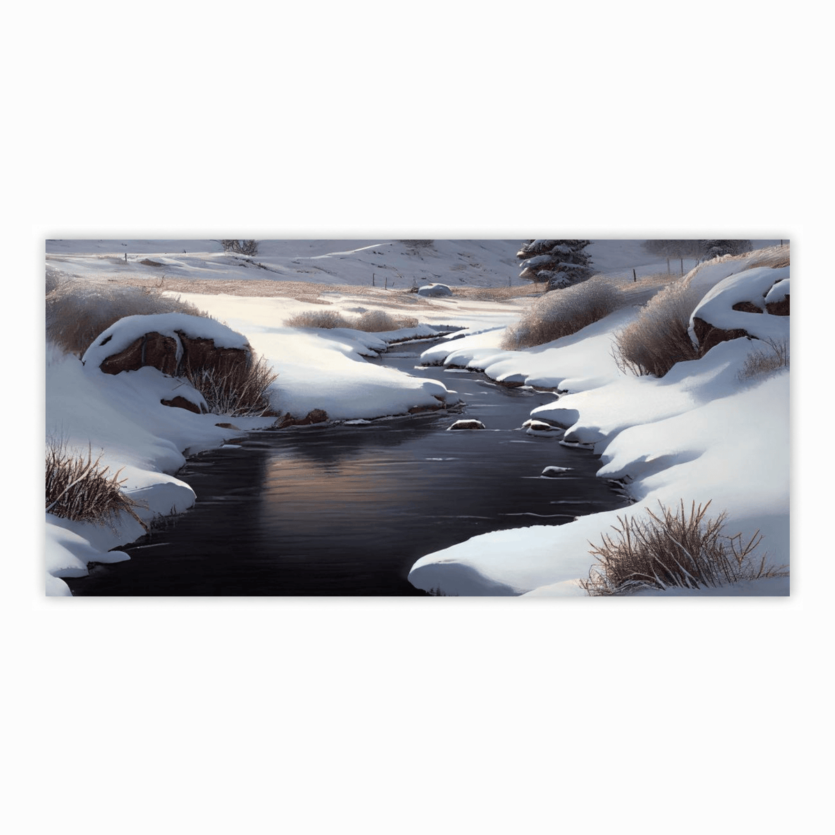 "Ice Landscape Photography Print - Frozen Nature Scene with Glaciers and Snow-Covered Mountains"