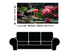 Buddha Ji Sitting in Water with Many Lotus Flowers