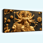 Divine Many-Hand Mata Rani Statue Sitting on Lion – Goddess Durga Idol for Worship.