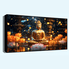 "Buddha Statue with Flowers - Decorative Spiritual Figurine"