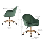 Comfy CreativeDecore Green Auroratask Chair | Study, Office Swivel Chair with Gold Base & Armrests