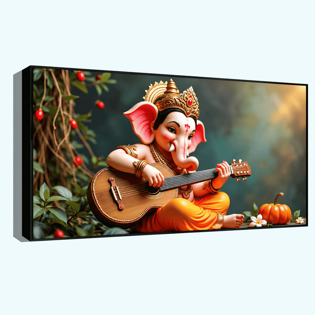 : Ganesh Ji with Guitar Decorative Idol - Musical Lord Ganesha Figurine