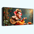 : Ganesh Ji with Guitar Decorative Idol - Musical Lord Ganesha Figurine