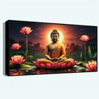 Buddha Ji Sitting on Flower with Chakra Behind Head