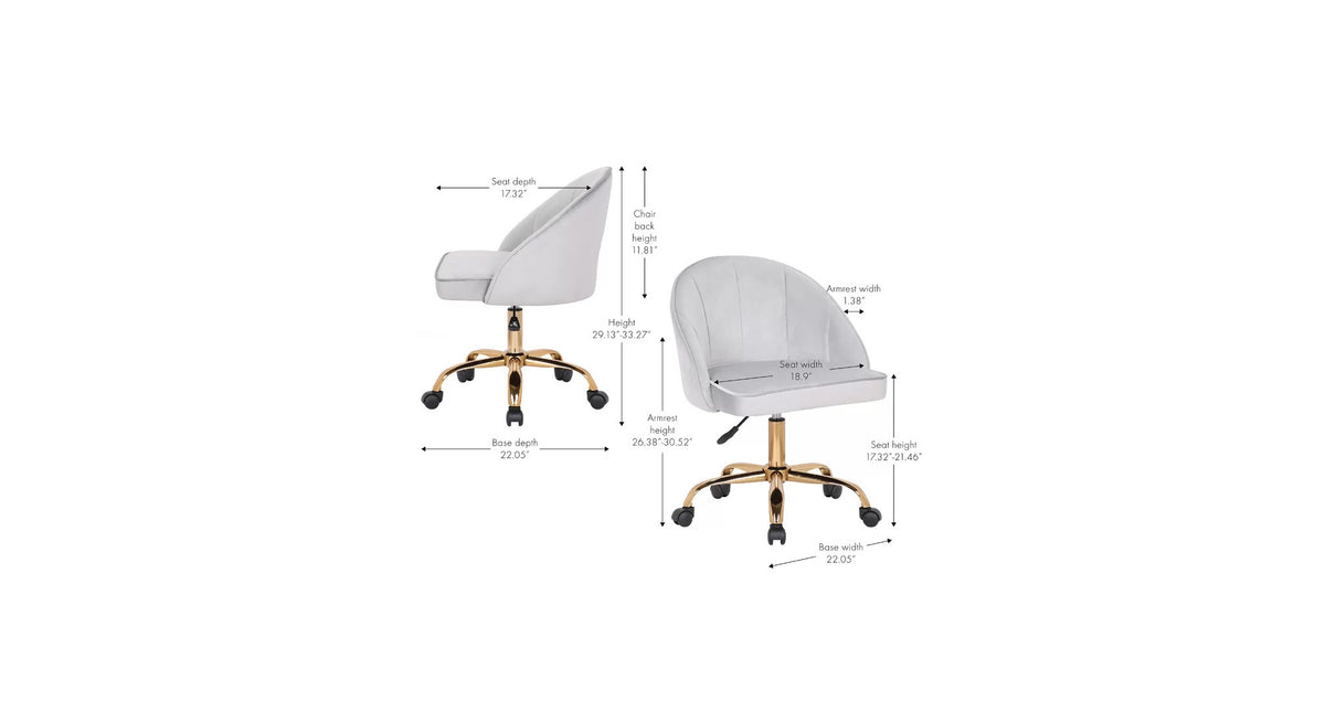 CreativeDecore Velvet Hindmen  task chair /study chair /office chair   for  study  Room, office  , swivel Armchair  with Gold base