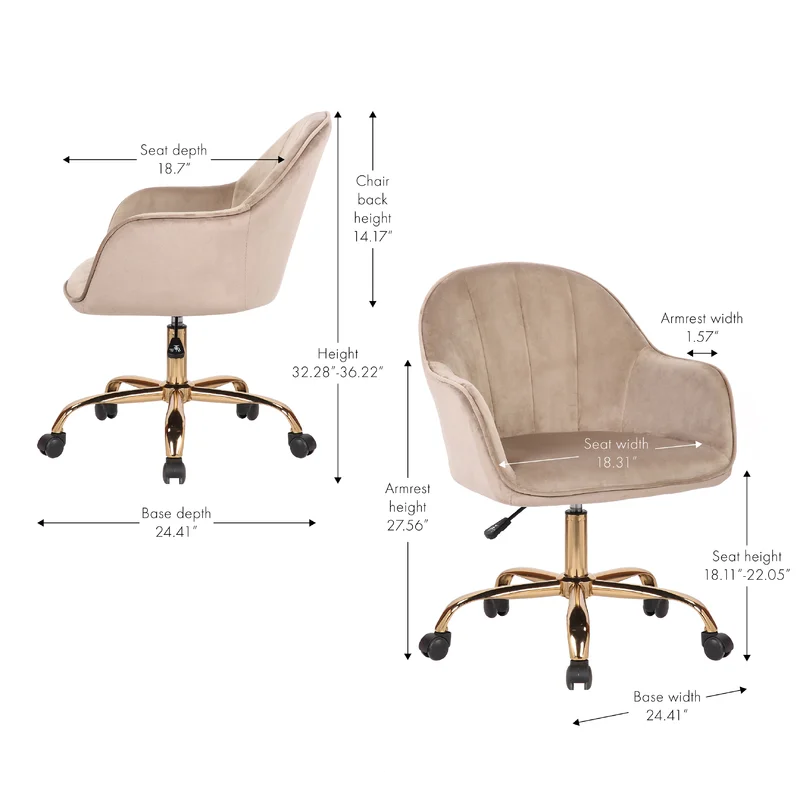 Comfy CreativeDecore Auroratask Chair | Study, Office Swivel Chair with Gold Base & Armrests