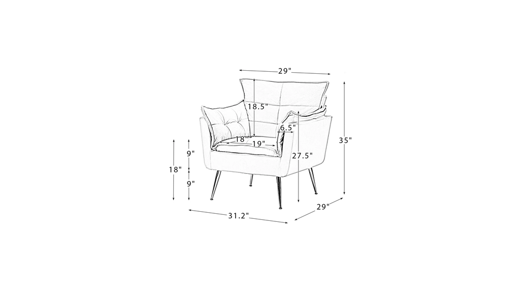 CreativeDecore Velvet fyn Accent Chair/Lounge Chair for  Living Room, Bedroom, Armchair Sofa Chair with Gold Legs.