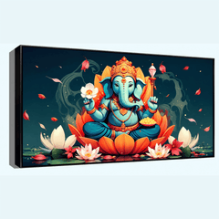 Ganesh Ji Sitting on Lotus Flower Idol - Divine Home Decor & Gift