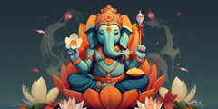 Ganesh Ji Sitting on Lotus Flower Idol - Divine Home Decor & Gift