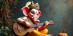 : Ganesh Ji with Guitar Decorative Idol - Musical Lord Ganesha Figurine