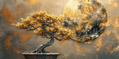 Golden tree with Abstract design: Wall Paintings by Creative Decor