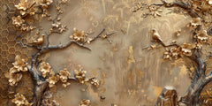 Tree With Golden Structure: Wall Paintings by Creative Decor